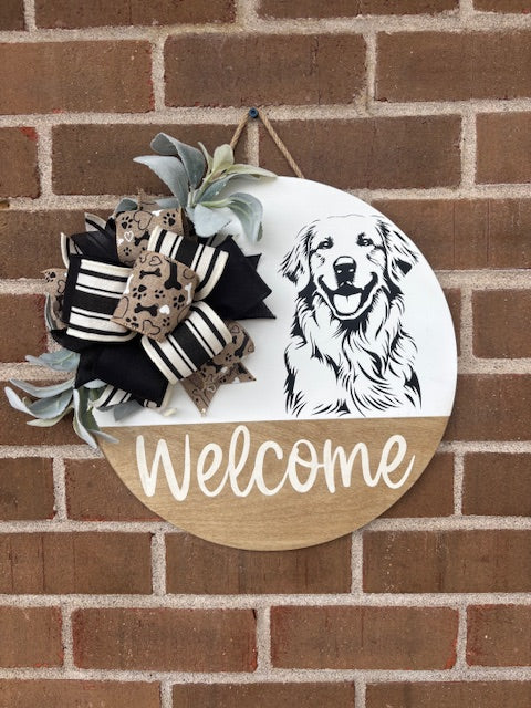 Personalized Dog Breed Welcome Door Hanger