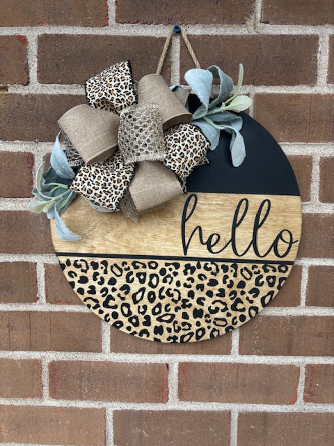 Hello (Leopard) Door Hanger