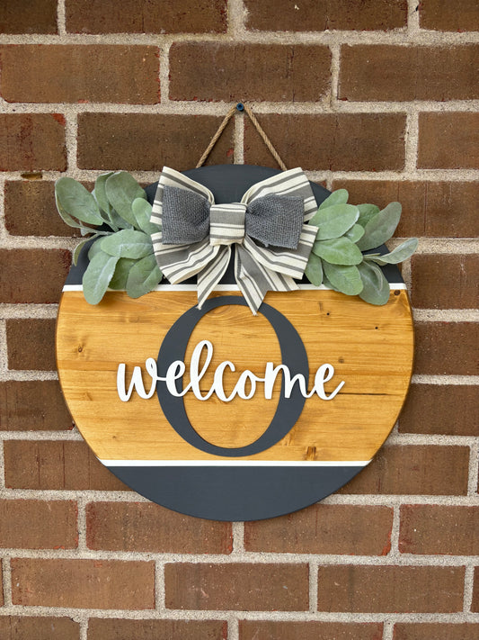 Personalized Last Name Initial Welcome Door Hanger