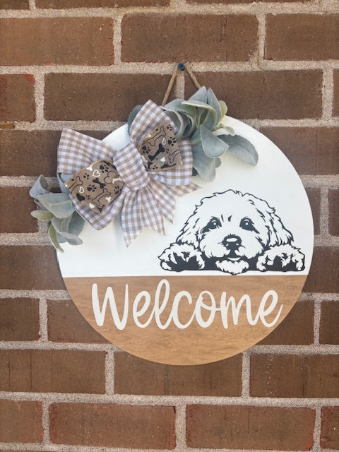 Personalized Dog Breed Welcome Door Hanger